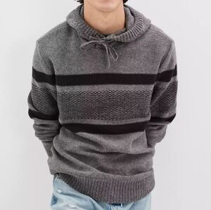 Ae | The Super Soft Striped Hooded Sweater Hoodie Mens XS Gray Black